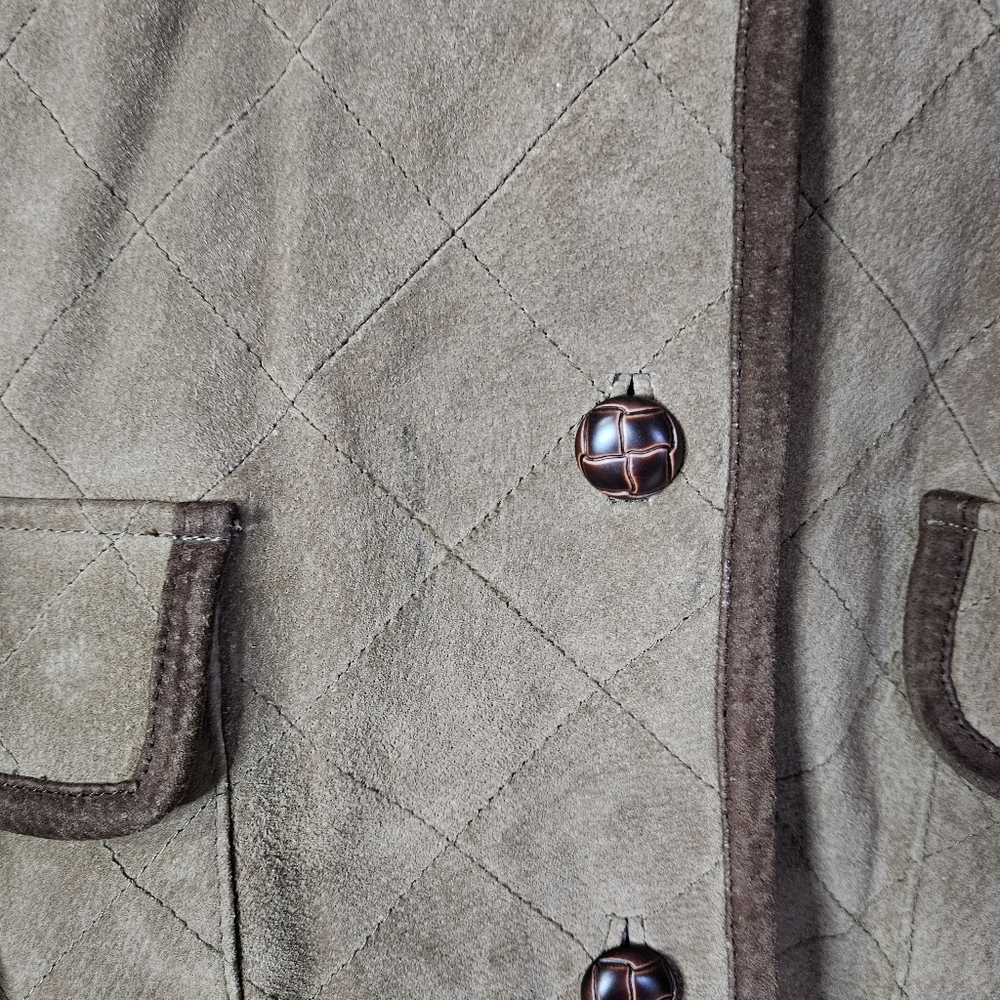 Talbots Leather Barn Coat Jacket Brown Suede Chore Coat Outerwear Size Medium - Picture 3 of 9